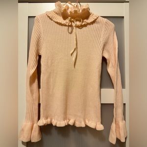 SECRET HONEY PINK frill sweater with ribbons